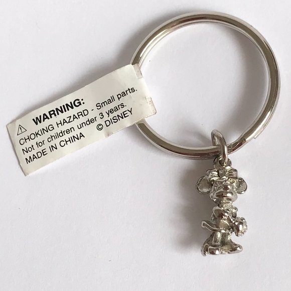 Vintage Disney Minnie Mouse 3D Charm Keychain Keyring Silver Tone - Picture 5 of 10